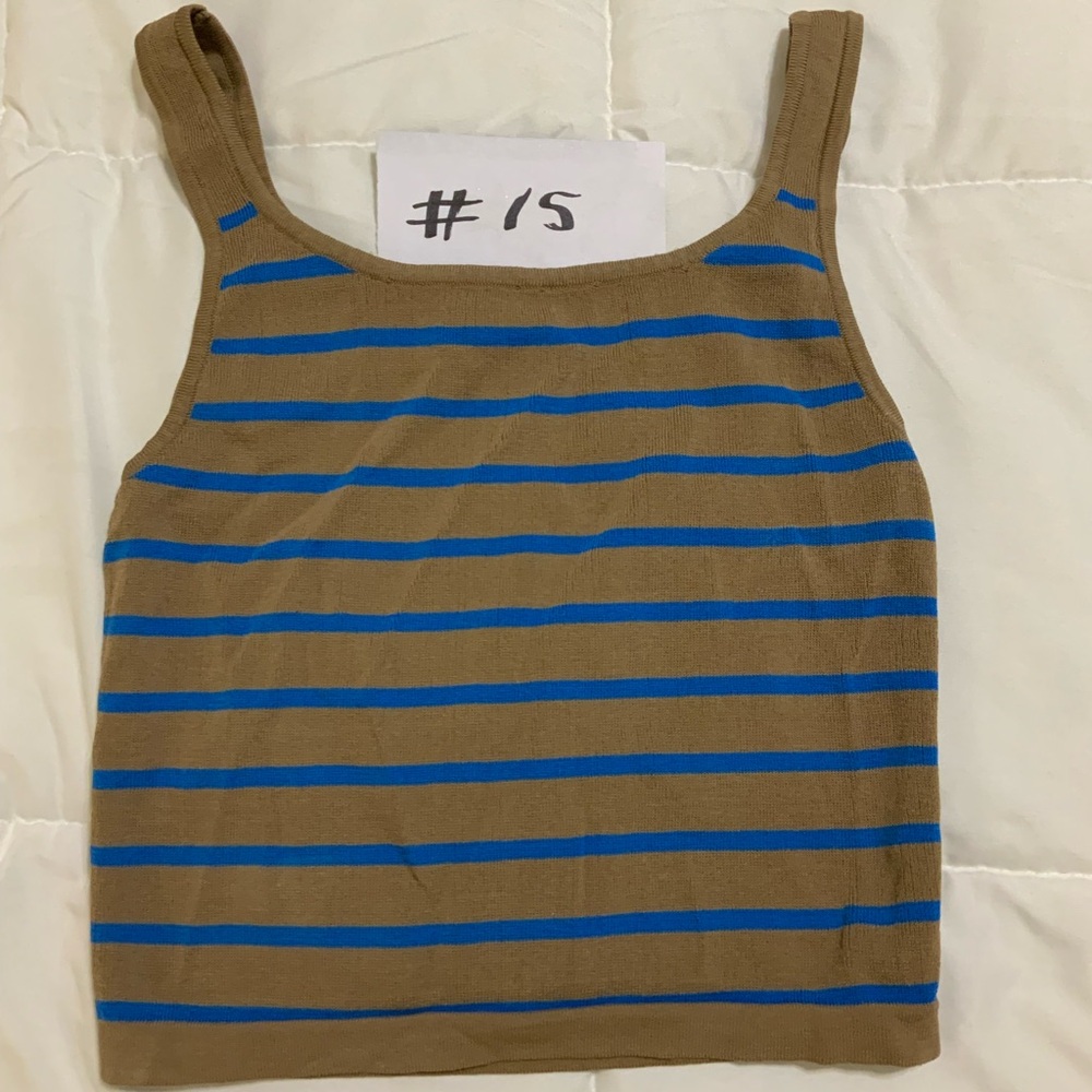 Zara Brown and Blue Striped Tank Top
